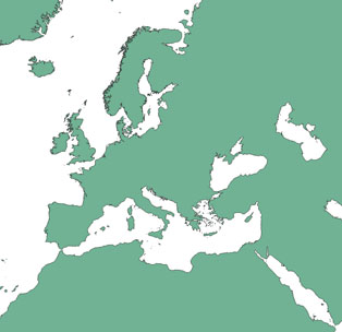 extrait des contours terrestres de la base de données NaturalEarth