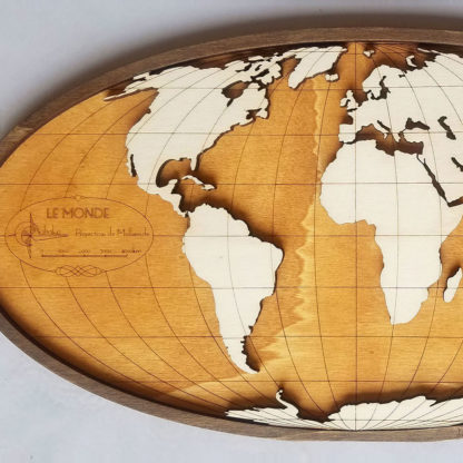carte du monde en bois amérique