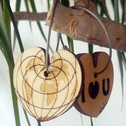 porte-clé pour amoureux en bois