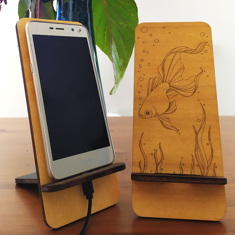 Porte téléphone en bois - support pour smartphone - Altaluz