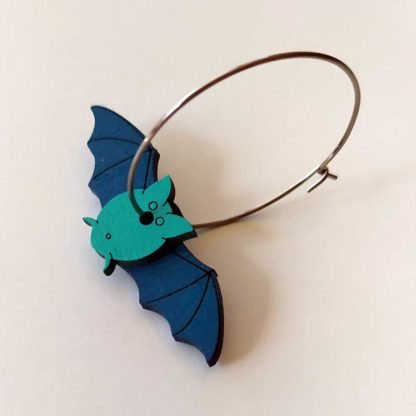 boucles d'oreilles chauve-souris bleues