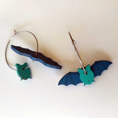 boucles d'oreilles chauve-souris bleues