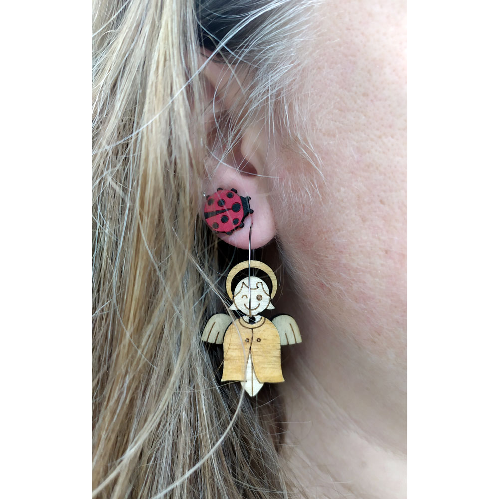 Boucles D’oreilles Asymétriques Ange Et Démon – Fantaisie, Perçage, Alliage, Légères, Pour Filles Et Femmes, Cadeau