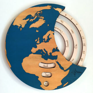 Calendrier perpétuel en bois Carte du monde