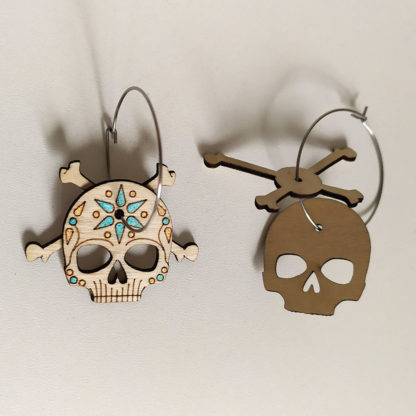 Boucle d'oreilles calavera vue de dos