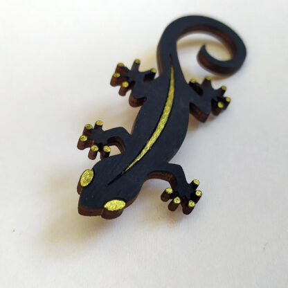 Broche Margouillat noir et or