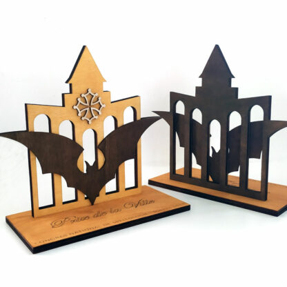 Trophée en bois personnalisé face avant arrière