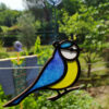 Vitrail mésange bleue oiseau