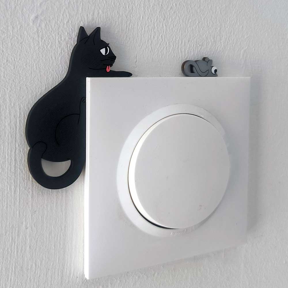 Décoration pour interrupteur chat noir