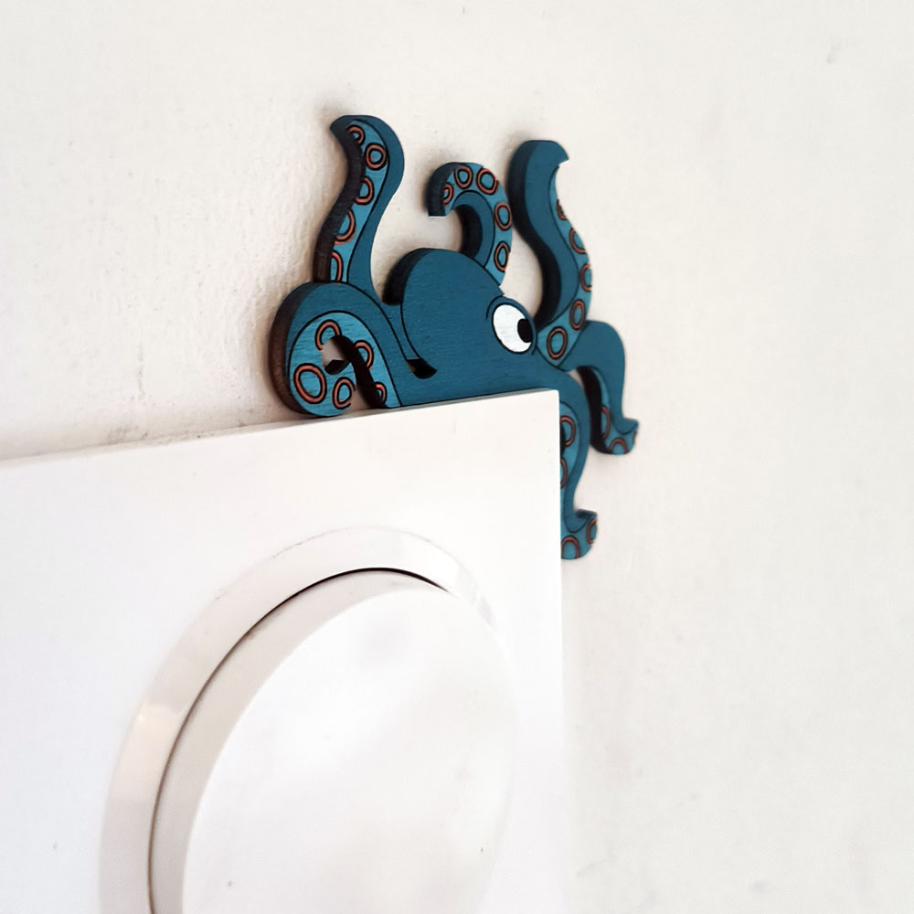 Décoration interrupteur pieuvre bleue