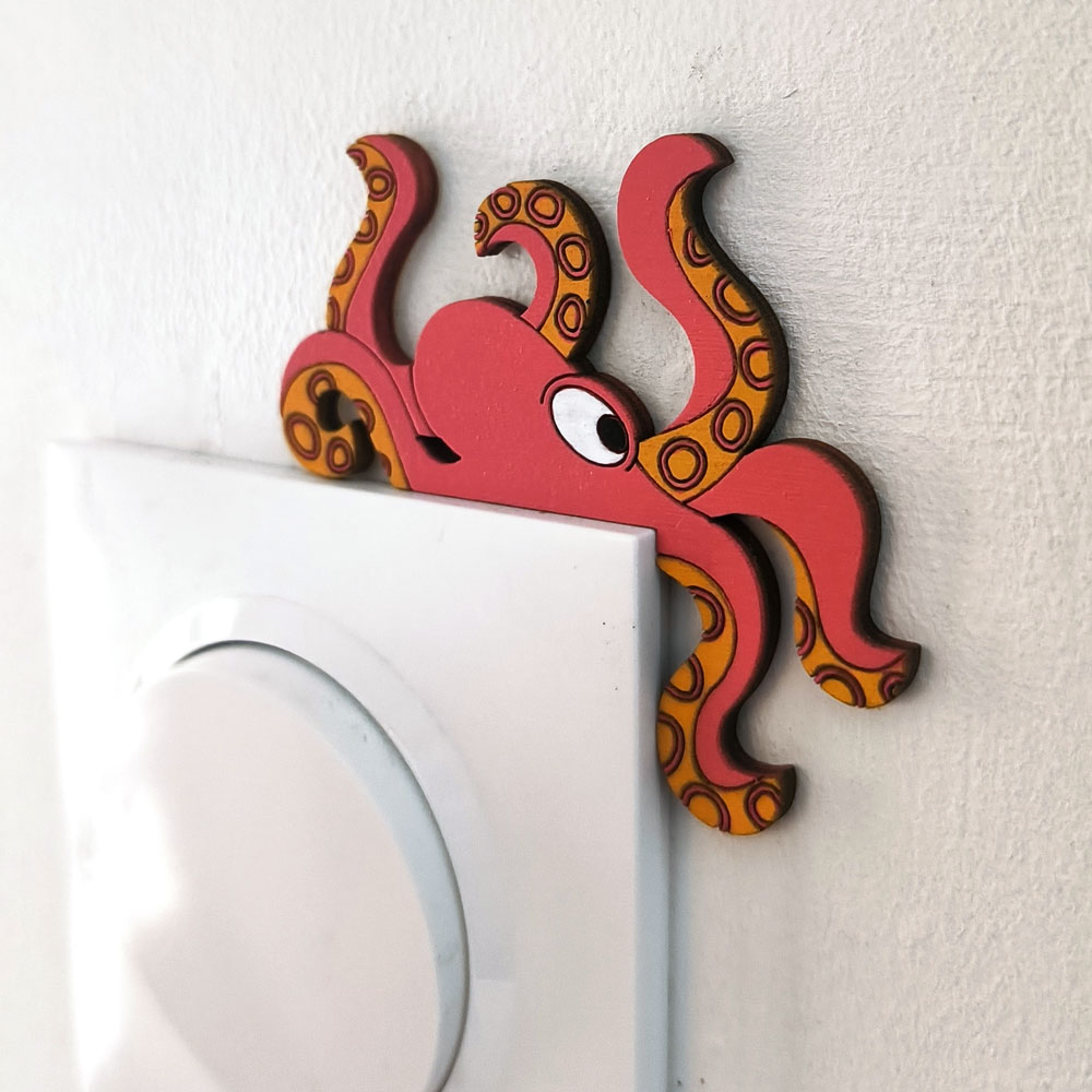 Décoration interrupteur pieuvre orange