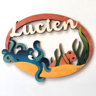 Cadeau de naissance avec prénom, thème Mer